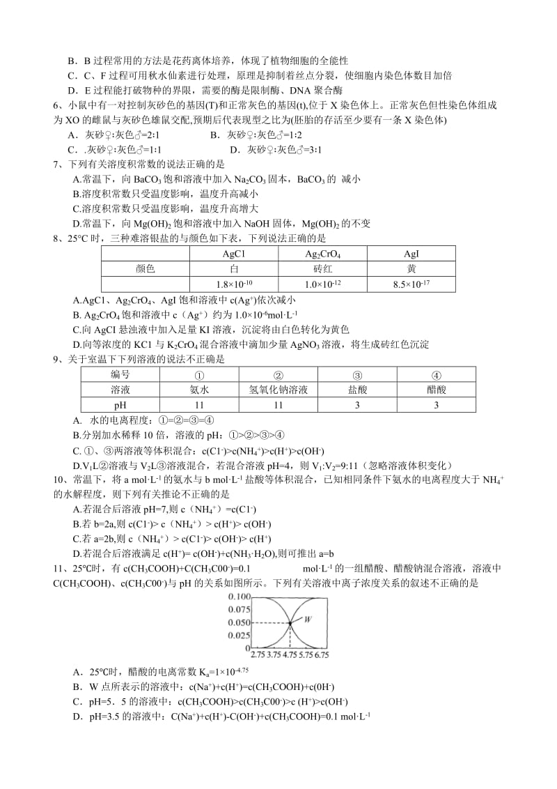 2019-2020年高二上学期第二次周考理科综合试题 含答案.doc_第2页