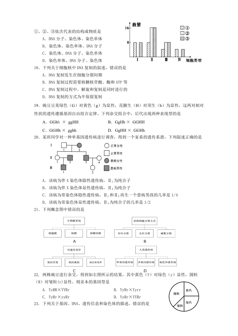 2019-2020年高二下学期期初学业水平模拟测试生物含答案.doc_第3页