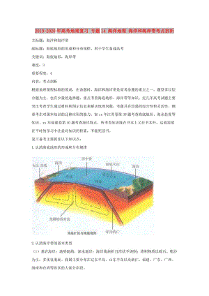 2019-2020年高考地理復(fù)習(xí) 專題14 海洋地理 海洋和海岸帶考點剖析.doc