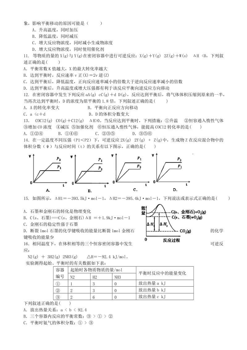 2019-2020年高二化学上学期10月模块考试试题新人教版.doc_第2页