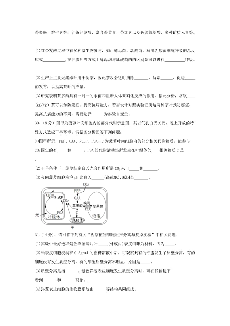 2019-2020年高三月考（三）理综生物试题 含答案.doc_第3页