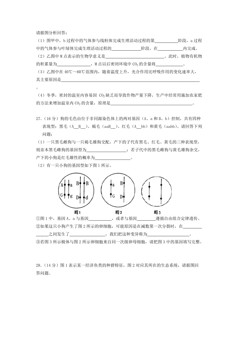 2019-2020年高三第一学期理综测试（2）.doc_第3页