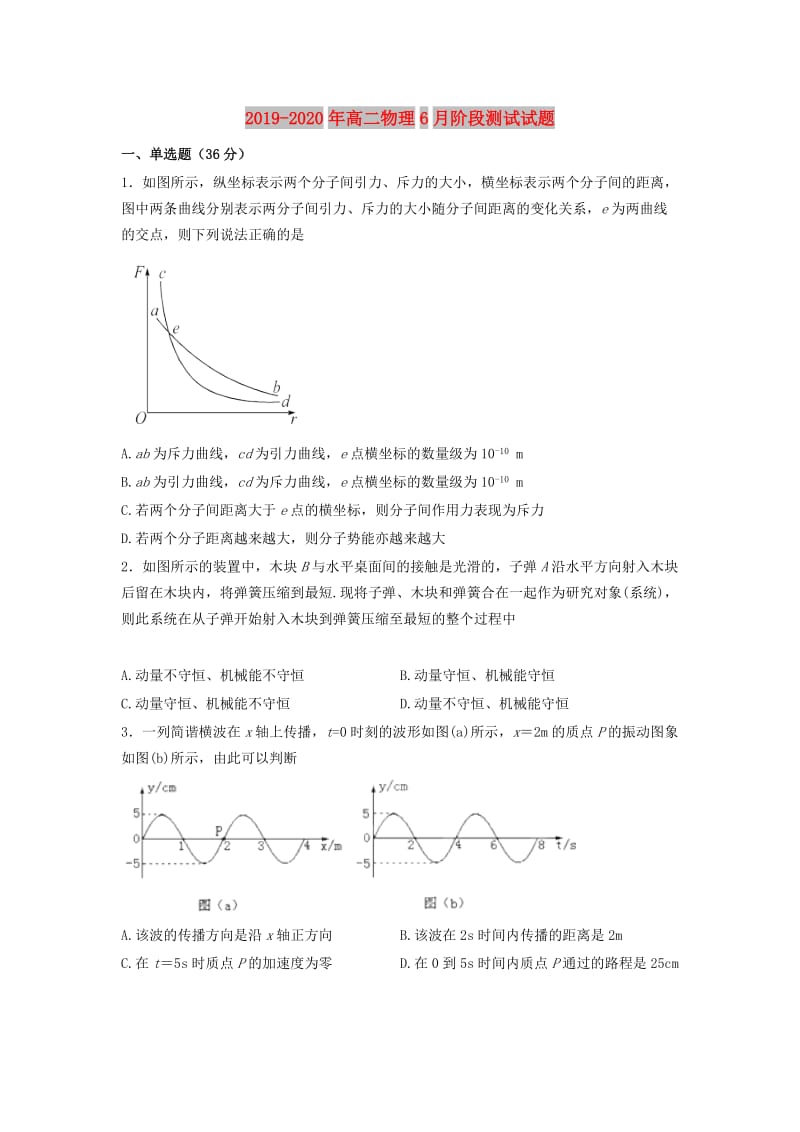 2019-2020年高二物理6月阶段测试试题.doc_第1页