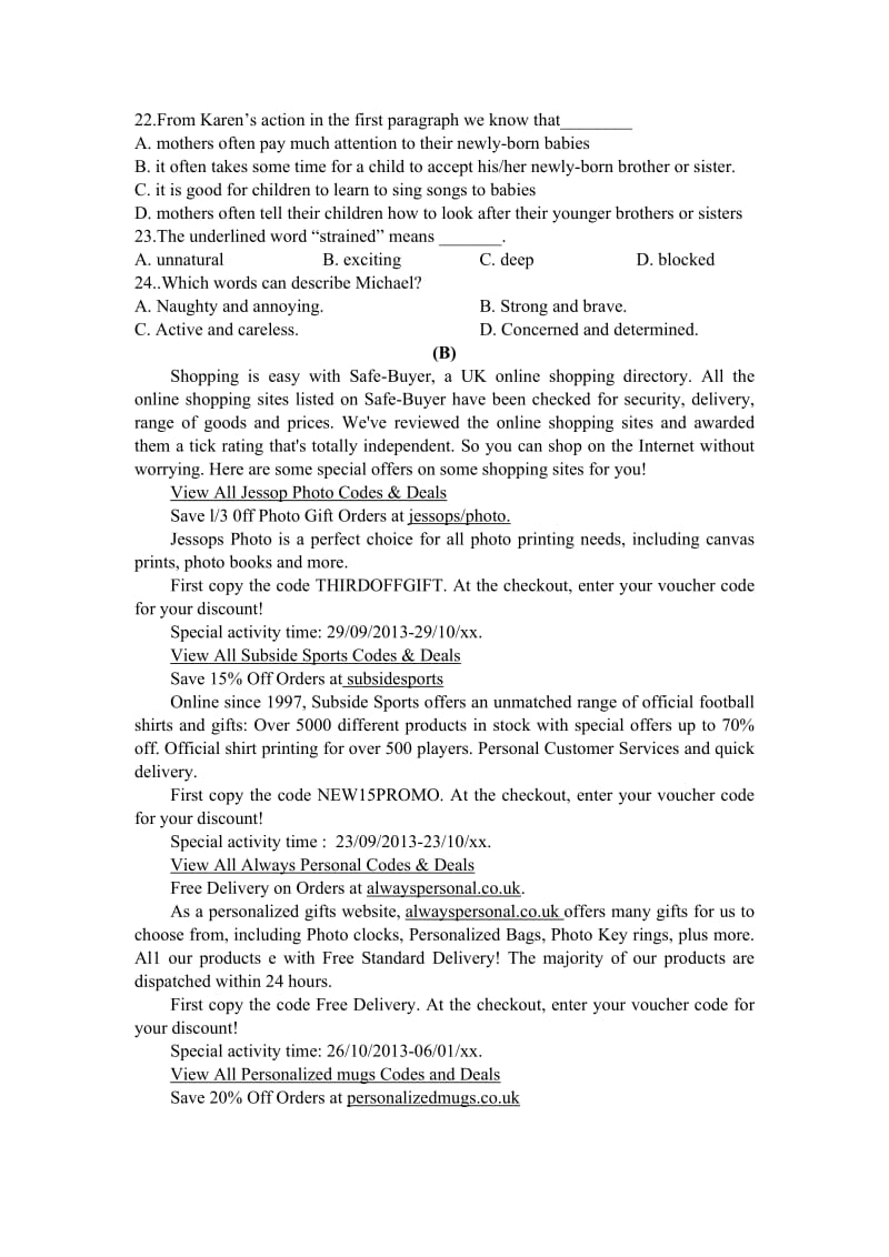 2019-2020年高三上学期第二次周大考英语试题 含答案.doc_第3页