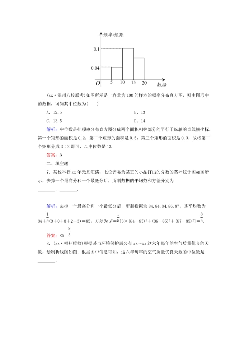 2019-2020年高考数学一轮复习 9.2用样本估计总体课时跟踪训练 文.doc_第3页