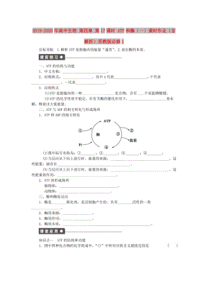 2019-2020年高中生物 第四章 第17課時 ATP和酶（一）課時作業(yè)（含解析）蘇教版必修1.doc