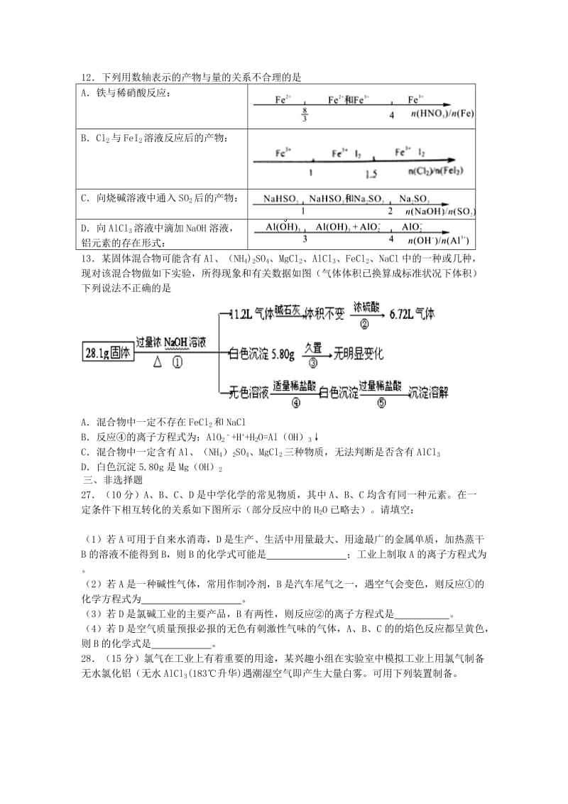 2019-2020年高三12月月考理综化学试题 含答案.doc_第2页