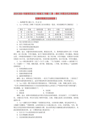 2019-2020年高考?xì)v史大一輪復(fù)習(xí) 專題一 第1課時 中國古代文明的勃興 先秦時期課后達(dá)標(biāo)檢測1.doc