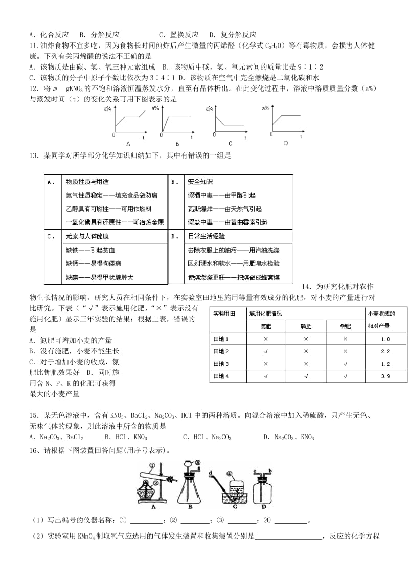 2019-2020年高一化学暑假作业（1）.doc_第2页