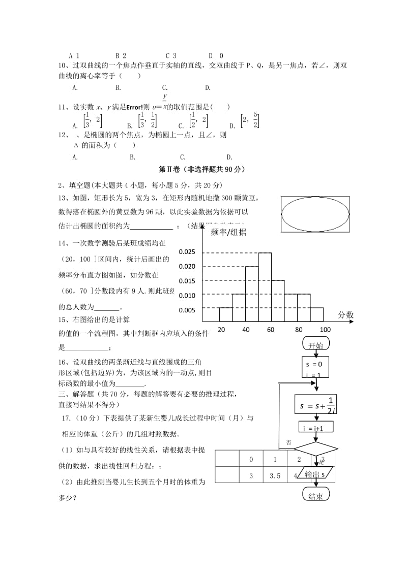 2019-2020年高二数学上学期期末考试试题 .doc_第2页