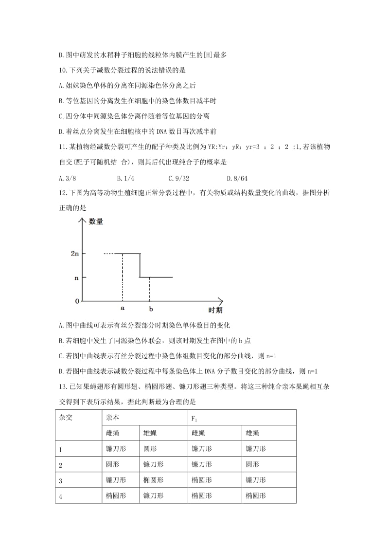 2019-2020年高三上学期阶段性诊断考试生物试卷 含答案.doc_第3页