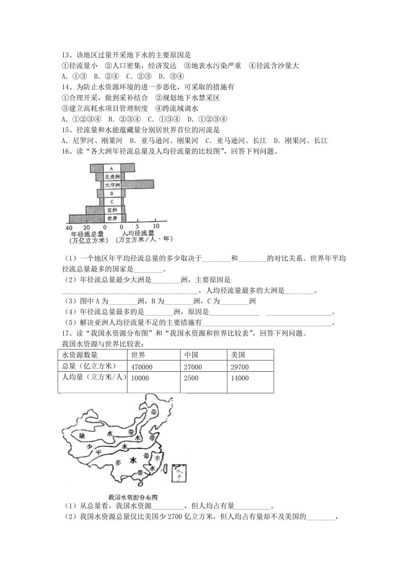 2019-2020年高中地理 3.3 水资源的合理利用课时训练 新人教版必修1.doc_第2页