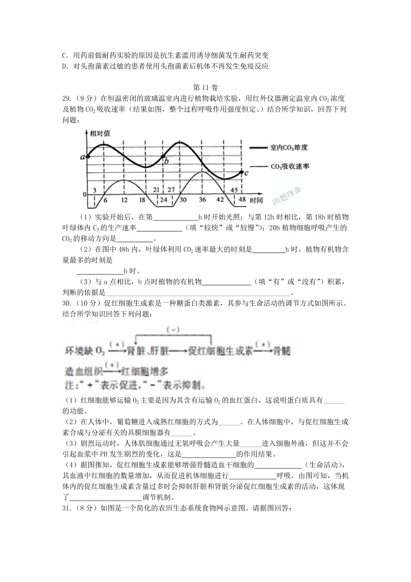 2019-2020年高三上学期第13次周测理科综合生物试题 含答案.doc_第2页