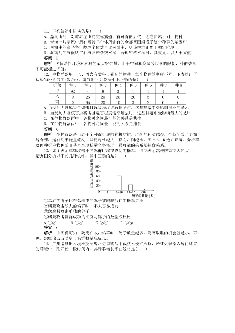 2019-2020年高中生物 第四章 章末检测 新人教版必修3.doc_第3页