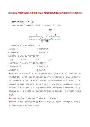 2019-2020年高考地理一輪專題復(fù)習(xí) 2.2氣壓帶和風(fēng)帶課時(shí)提升作業(yè)（六）（含解析）.doc