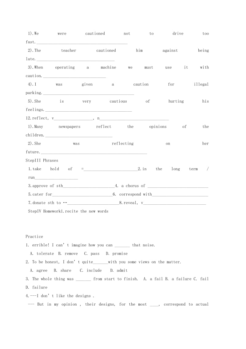 2019-2020年高中英语 module6 new words学练稿 外研版选修8.doc_第3页