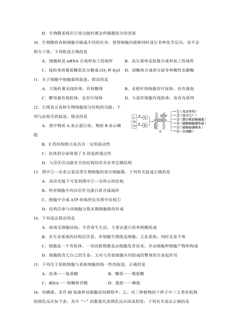 2019-2020年高二上学期第二次月考生物试卷 缺答案.doc_第3页