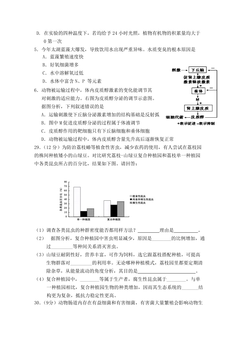 2019-2020年高三第一次综合测试生物试题 含答案.doc_第2页