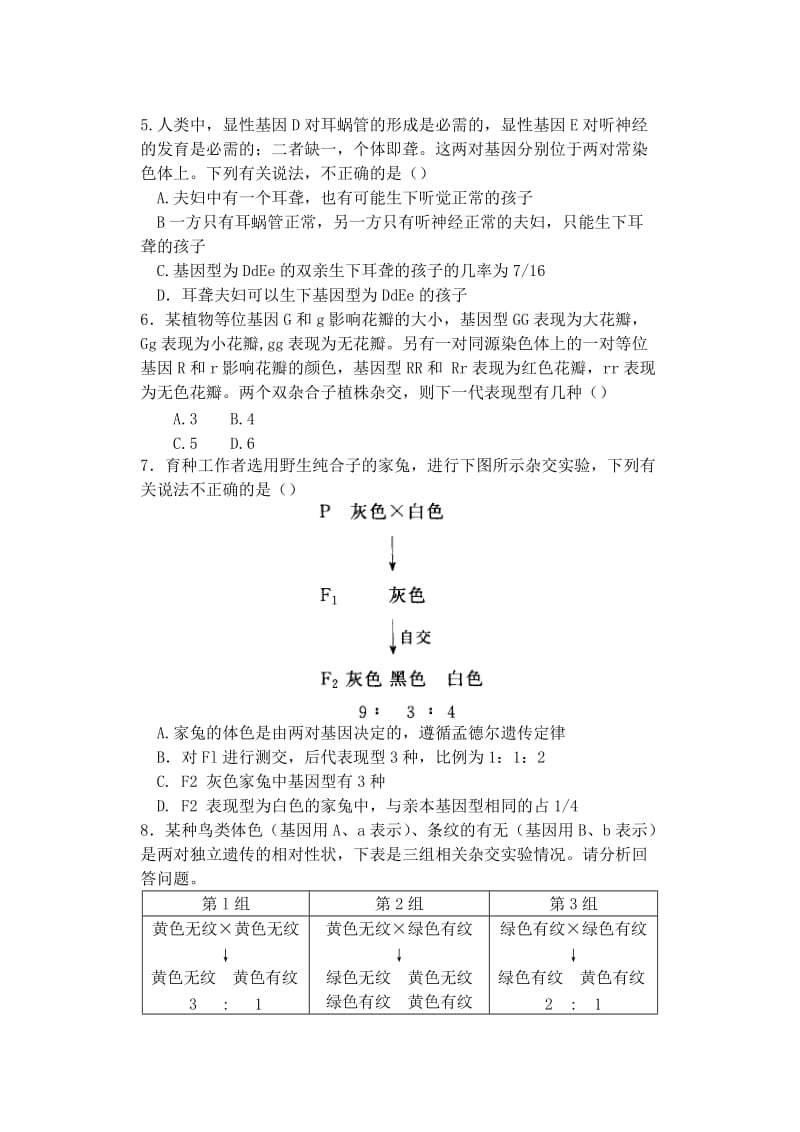 2019-2020年高中生物同步培优资料 微专题4 自由组合定律的应用 新人教版必修2.doc_第2页