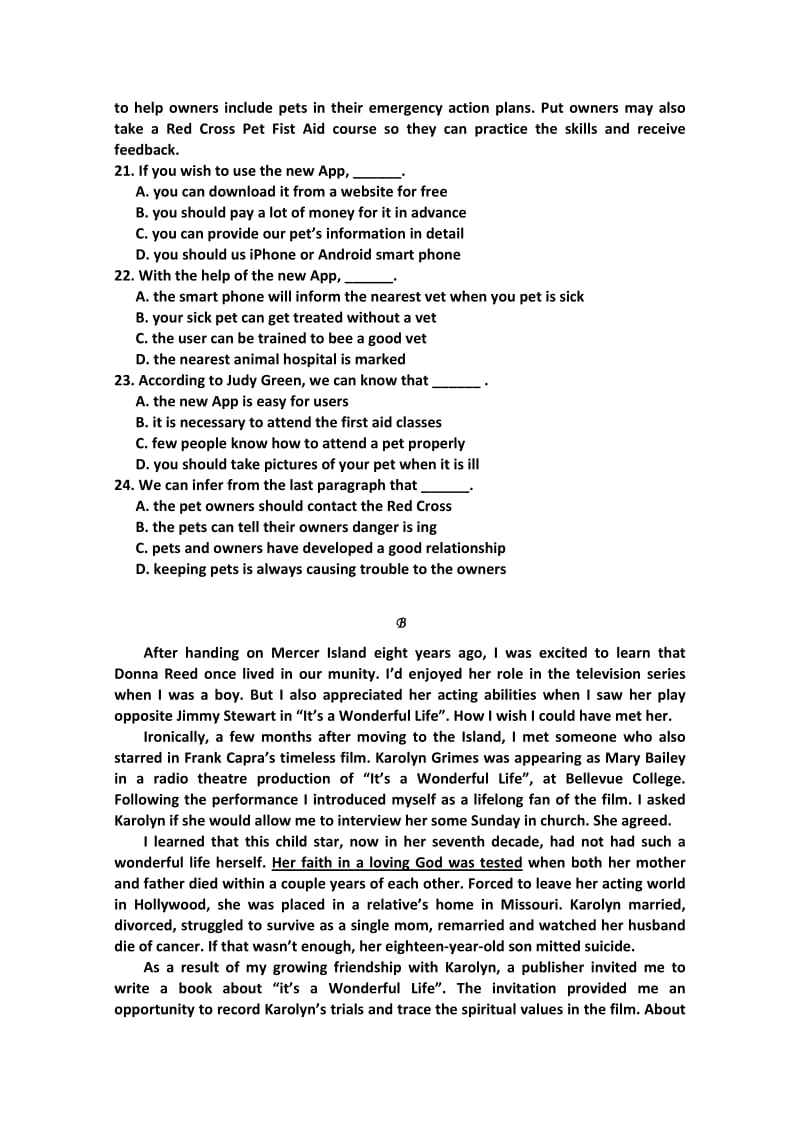 2019-2020年高三上学期第二次阶段性测试（期中）英语试题含答案.doc_第3页