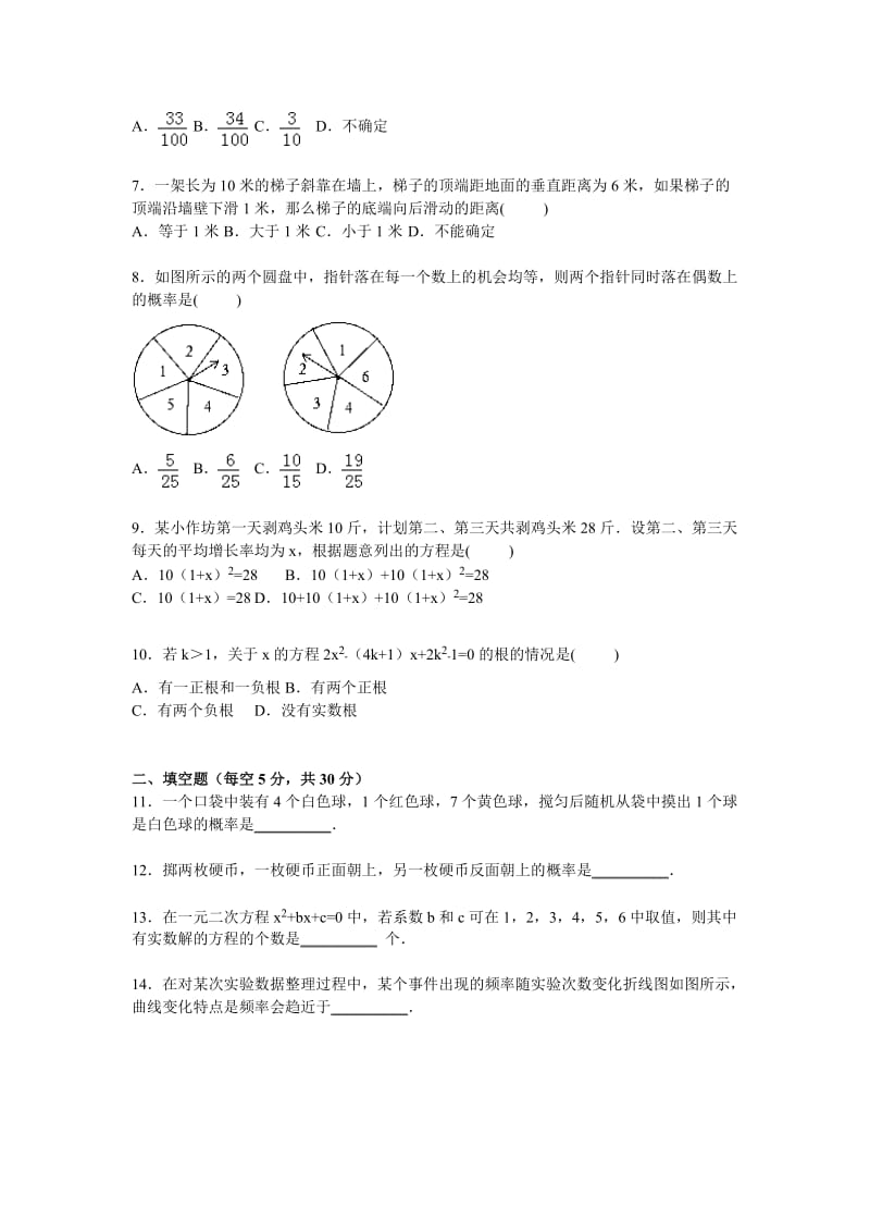 诏安县四都中学2016届九年级上第二次月考数学试卷含答案解析.doc_第2页