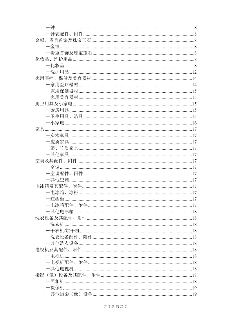 中华人民共和国进境物品完税价格表（2019版）_第2页