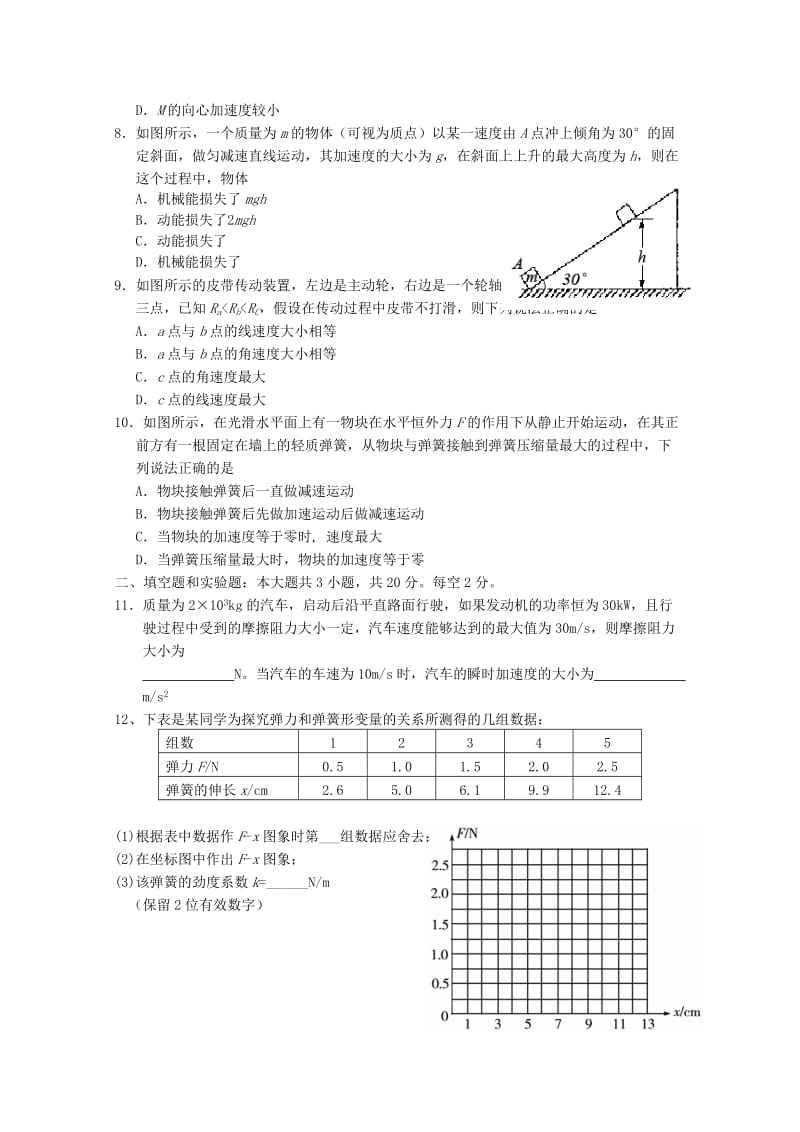 2019-2020年高一物理下学期学业水平考试试题.doc_第2页