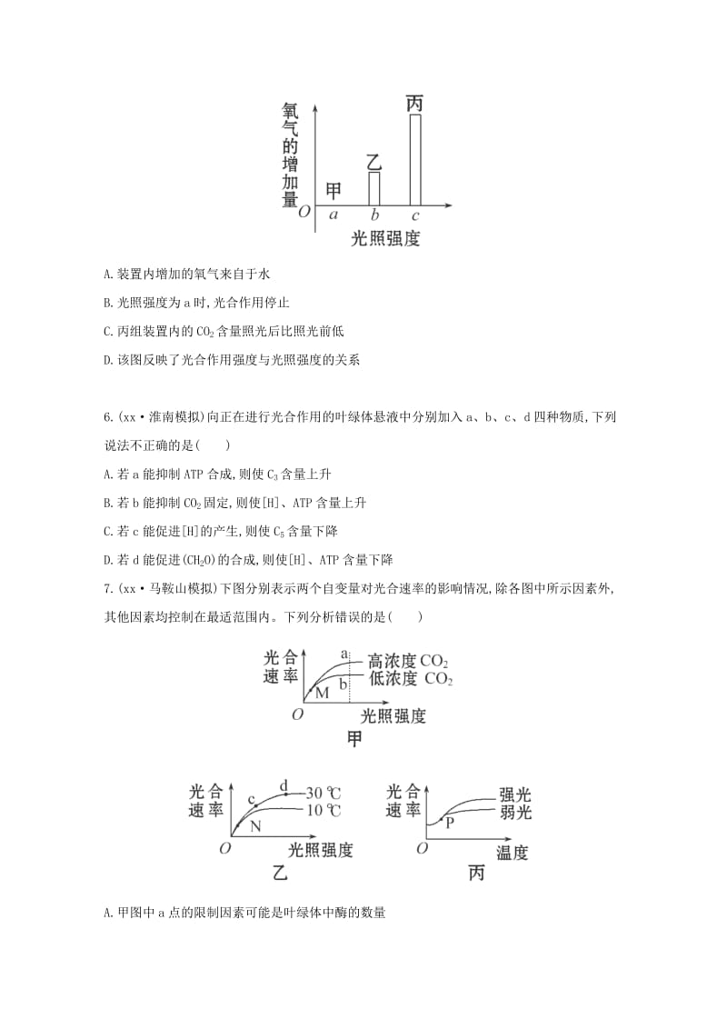 2019-2020年高三生物 能量之源 光与光合作用课时作业.doc_第2页