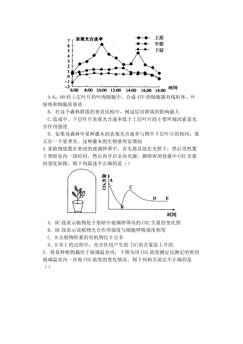 2019-2020年高中生物同步培优资料 微专题30 光合作用的曲线分析练习 新人教版必修1.doc_第2页