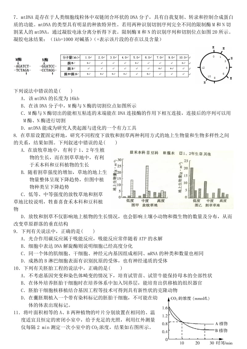 2019-2020年高三生物综合练习（07）.doc_第2页