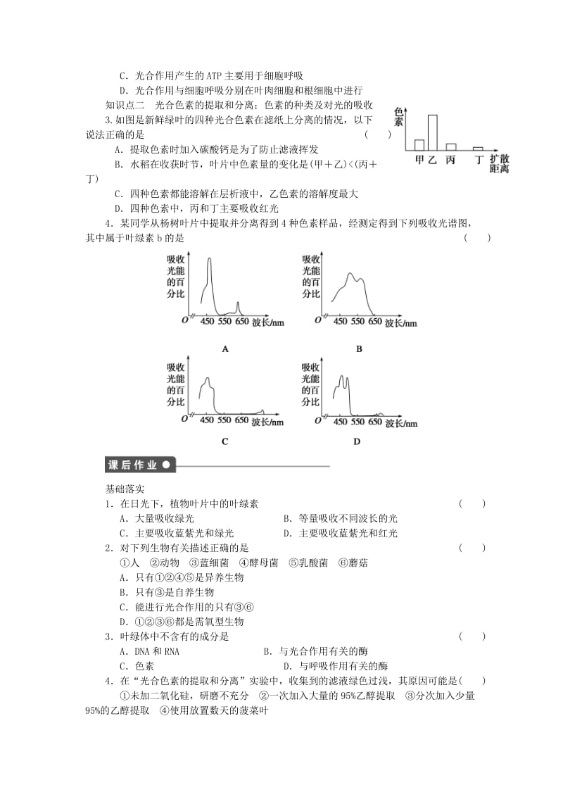 2019-2020年高中生物 第三章 第17课时 光合作用概述课时作业（含解析）浙科版必修1.doc_第3页