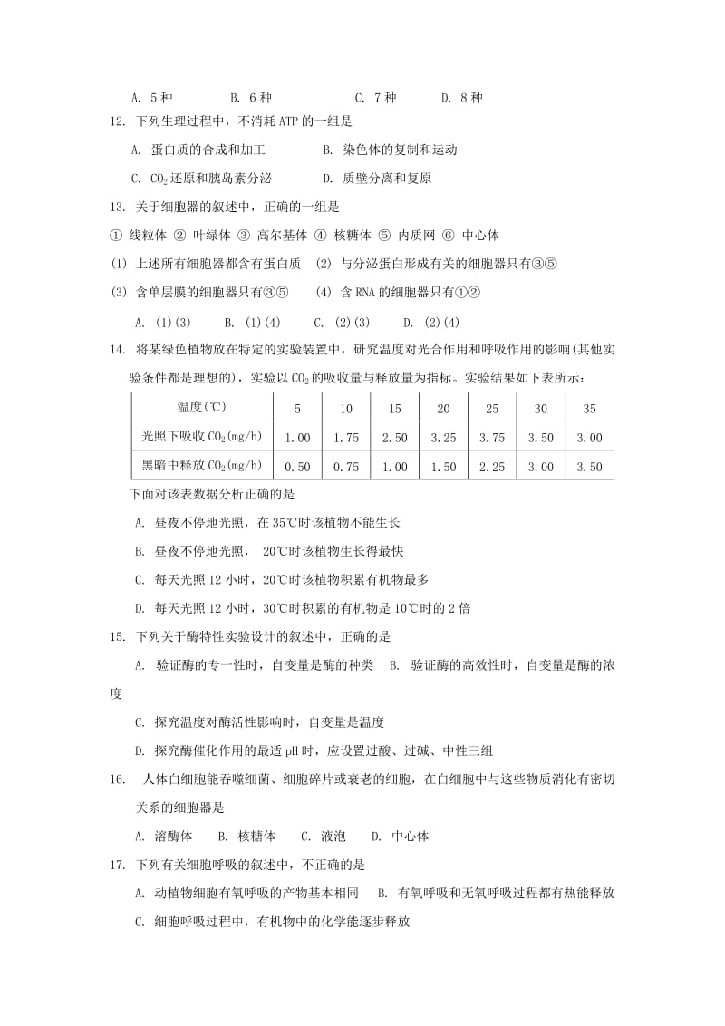 2019-2020年高二生物上学期第一次（10月）检测试题.doc_第2页