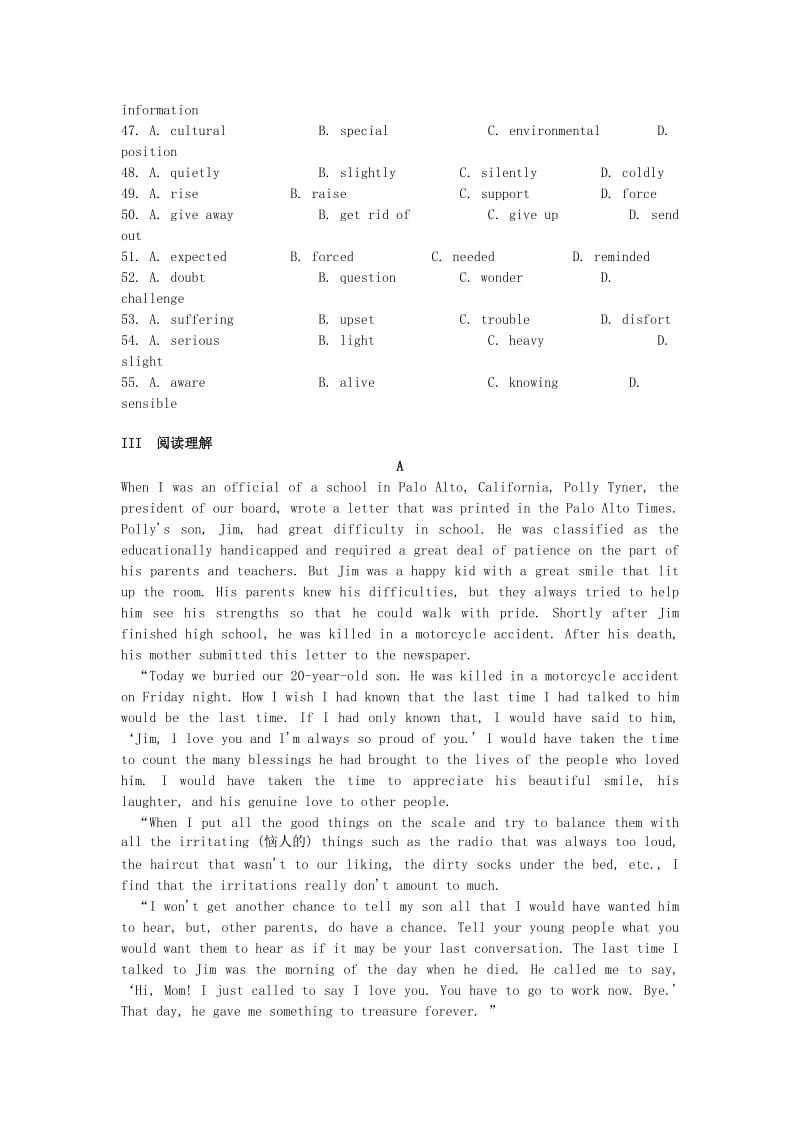 2019-2020年高中英语 Unit2 Robots单元测试2 新人教版选修7.doc_第3页