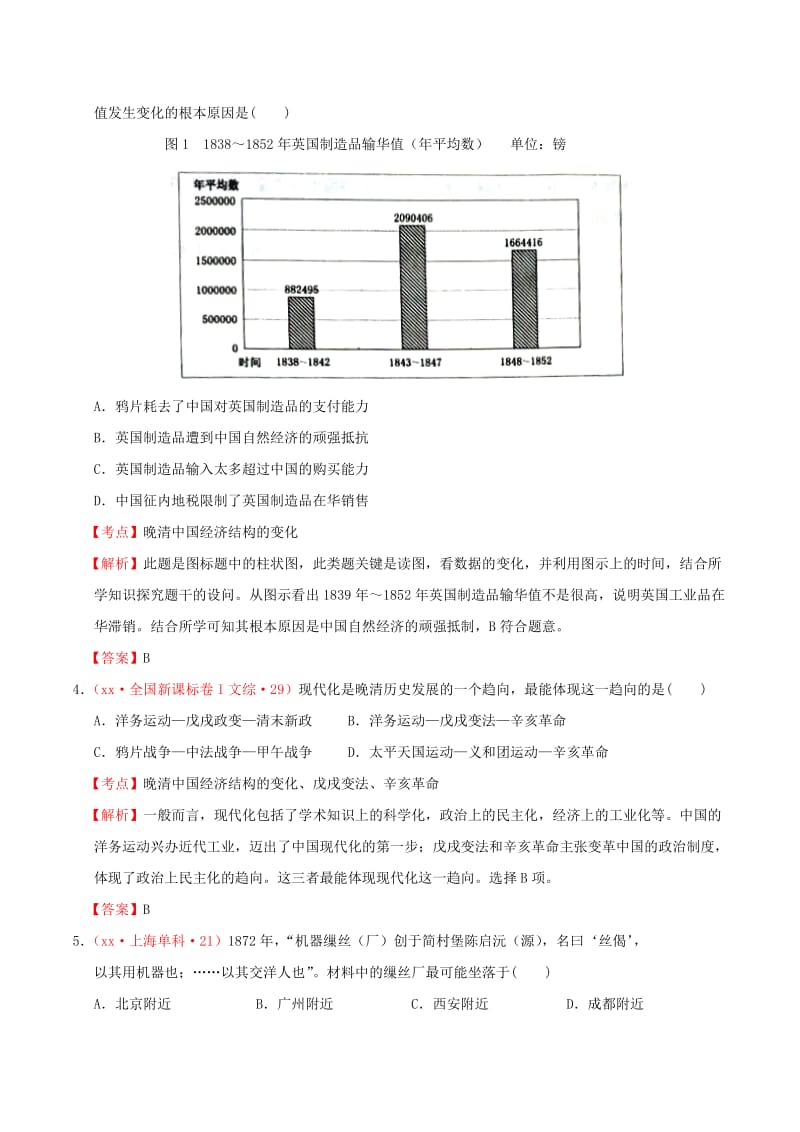 2019-2020年高考历史真题分课汇总 专题二 1近代中国民族工业的兴起 人民版必修2.doc_第2页