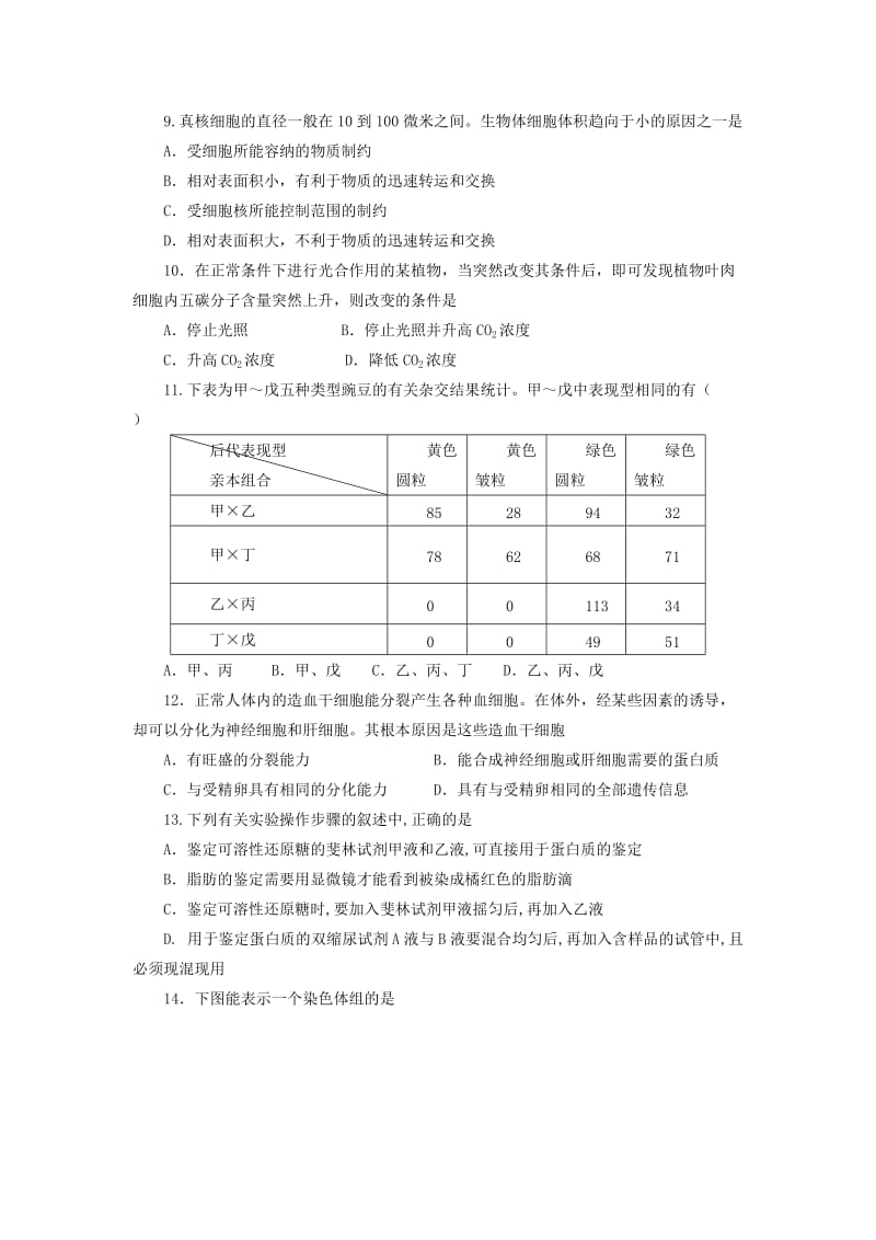 2019-2020年高二暑假作业（三）生物含答案.doc_第2页