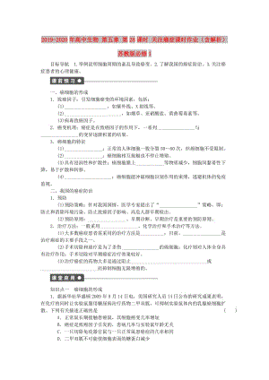 2019-2020年高中生物 第五章 第28課時 關(guān)注癌癥課時作業(yè)（含解析）蘇教版必修1.doc