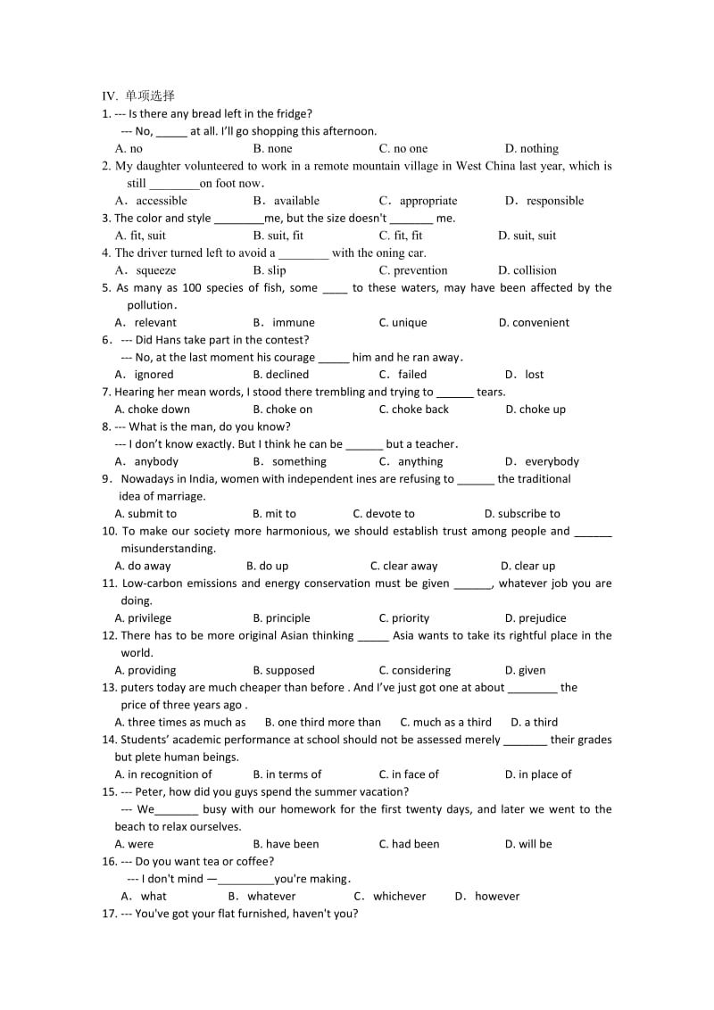 2019-2020年高三英语周末回顾（7） 含答案.doc_第2页