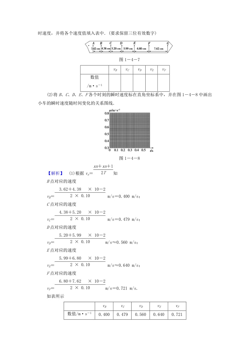 2019-2020年高中物理 第1章 4实验：用打点计时器测速度课时作业 新人教版必修1.doc_第3页