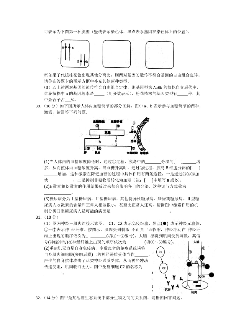 2019-2020年高三考前冲刺模拟测试（二）理综生物试题 含答案.doc_第3页