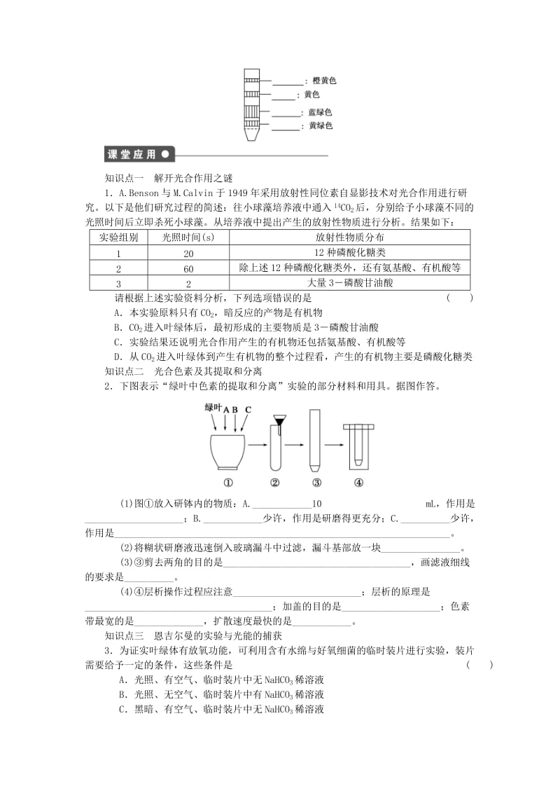 2019-2020年高中生物 第四章 第19课时 光合作用（一）课时作业（含解析）苏教版必修1.doc_第2页