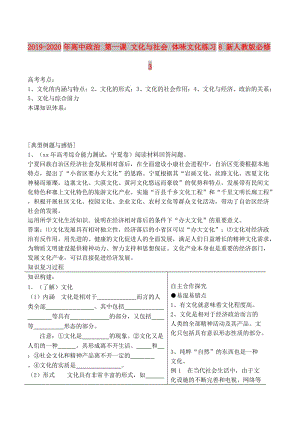 2019-2020年高中政治 第一課 文化與社會(huì) 體味文化練習(xí)8 新人教版必修3.doc