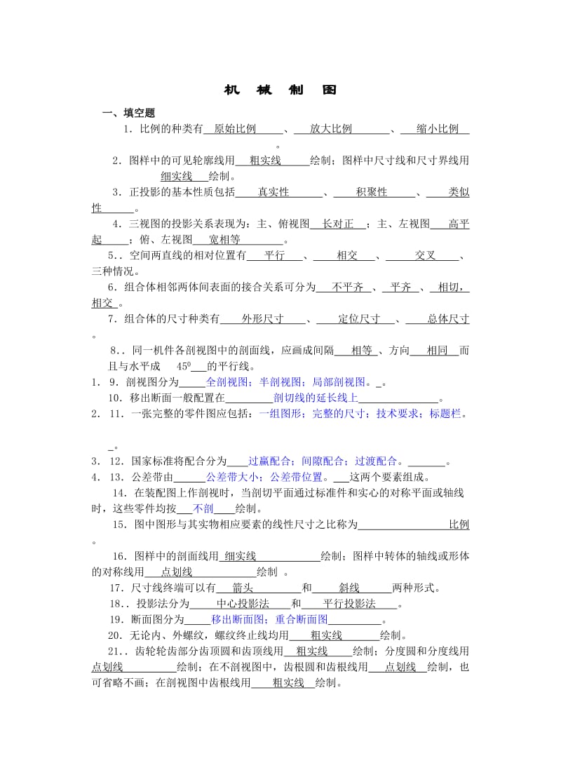 画法几何及机械制图复习题及答案.doc_第1页