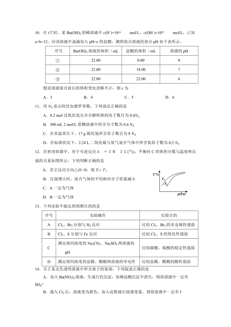 2019-2020年高三年级第一学期期末练习（化学）.doc_第3页