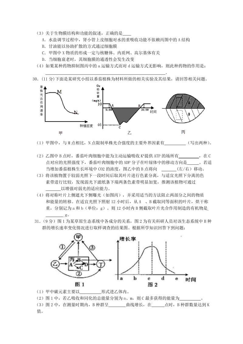 2019-2020年高三生物上学期10月联考试题(I).doc_第3页