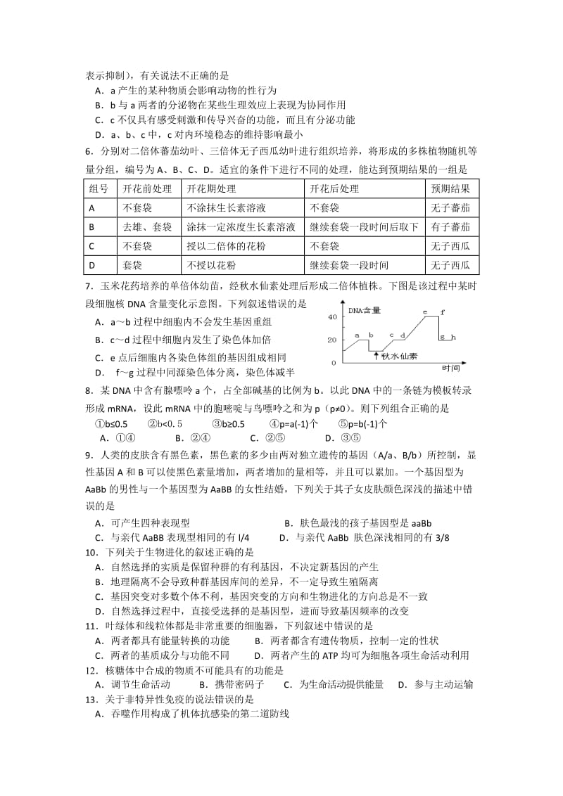 2019-2020年高三1月阶段性水平测试生物.doc_第2页