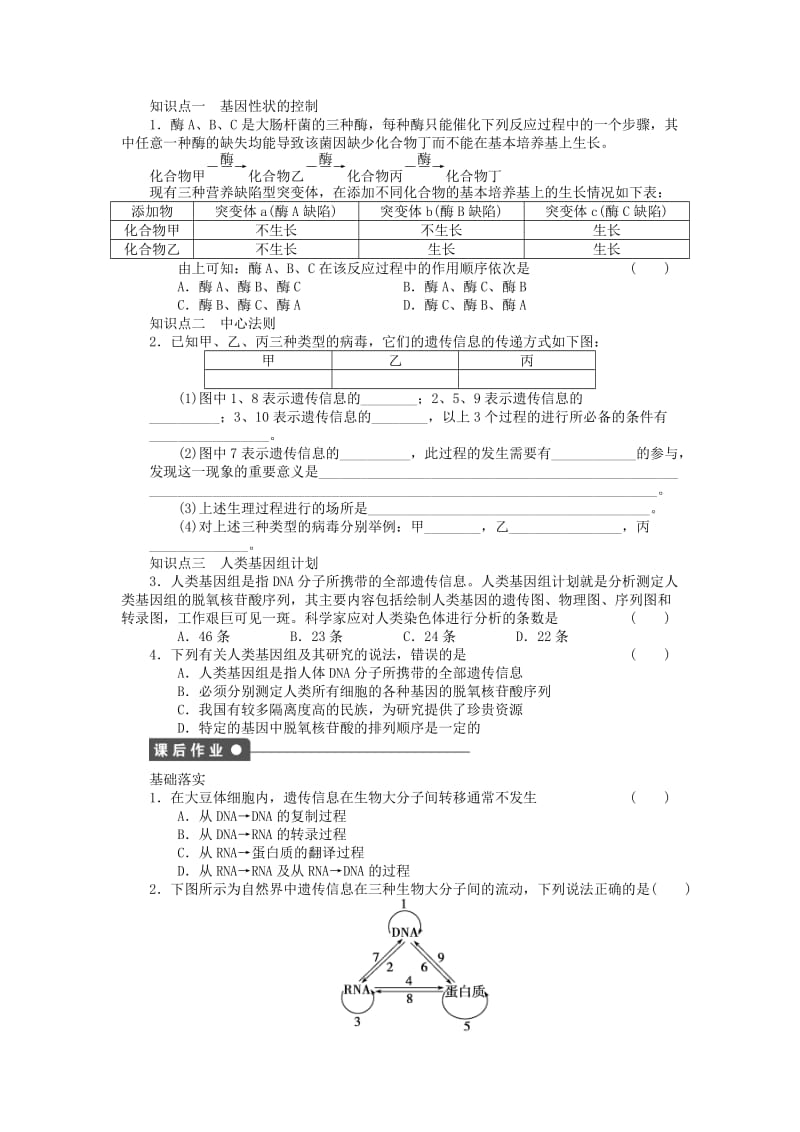 2019-2020年高中生物 第四章 第18课时 基因控制蛋白质的合成（Ⅱ）课时作业（含解析）苏教版必修2.doc_第2页