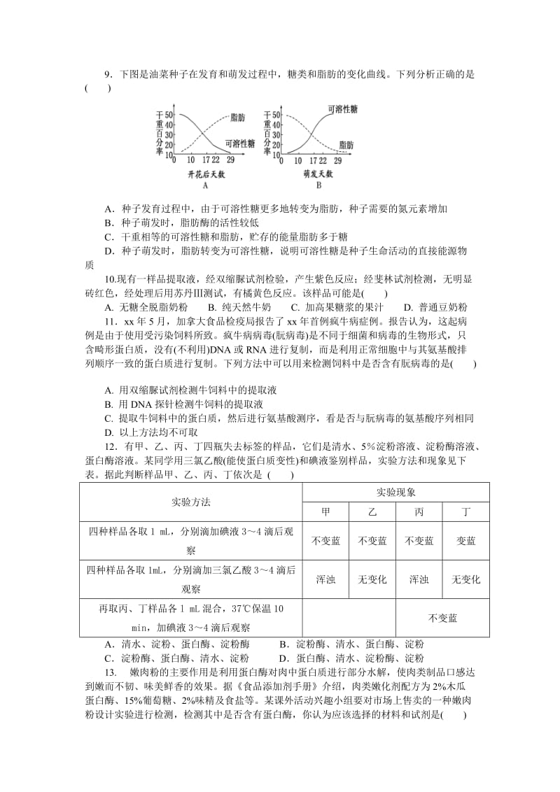 2019-2020年高二9月月考生物（奥赛班）试题 含答案.doc_第2页