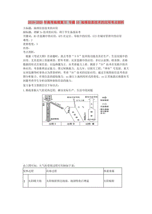 2019-2020年高考地理復(fù)習(xí) 專題10 地理信息技術(shù)的應(yīng)用考點剖析.doc