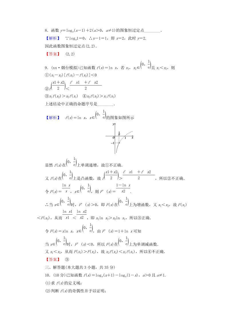 2019-2020年高考数学一轮复习 9对数与对数函数限时检测 新人教A版.doc_第2页