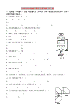 2019-2020年高三數(shù)學(xué)小題狂做（1）理.doc